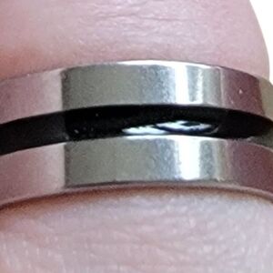 New Steel Silver and Black Band Ring.